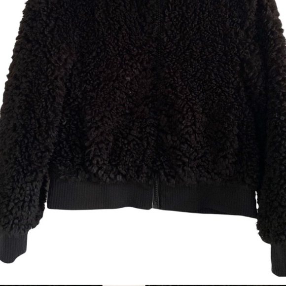 NWT Zara Black Sherpa Full Zip Fleece Bomber Jacket Size S - Picture 8 of 13